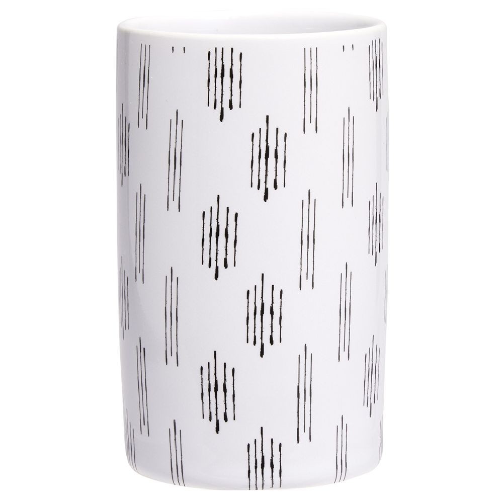 gobelet céramique céramique blanc et noir motif trait Ø6xh10,5cm (GiFi-605212X)