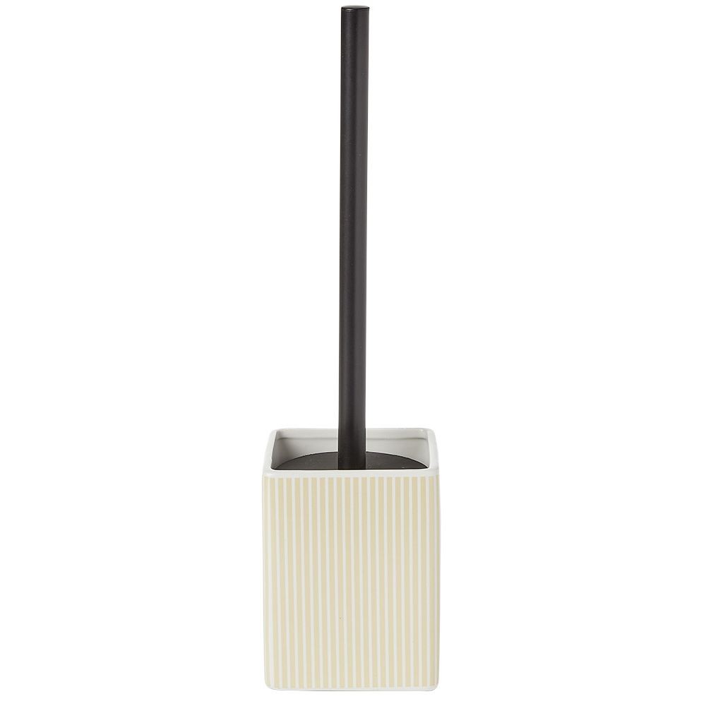 brosse wc socle carré grès rayure verticale blanc beige 9,2x9,2xh36cm (GiFi-605233X)