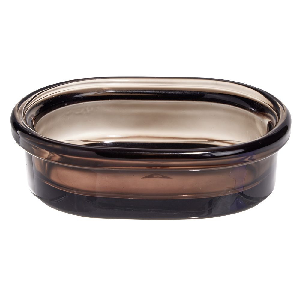 porte-savon en verre transparent ambre brun 13,3x9,8xh3,8cm (GiFi-605289X)