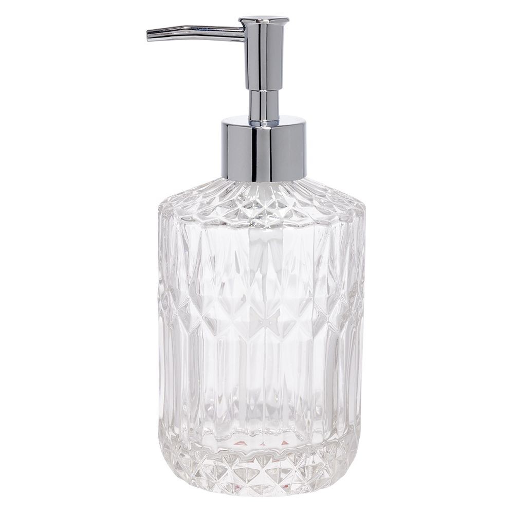 distributeur de savon en verre effet cristallin transparent Ø8xh17,5cm (GiFi-605299X)