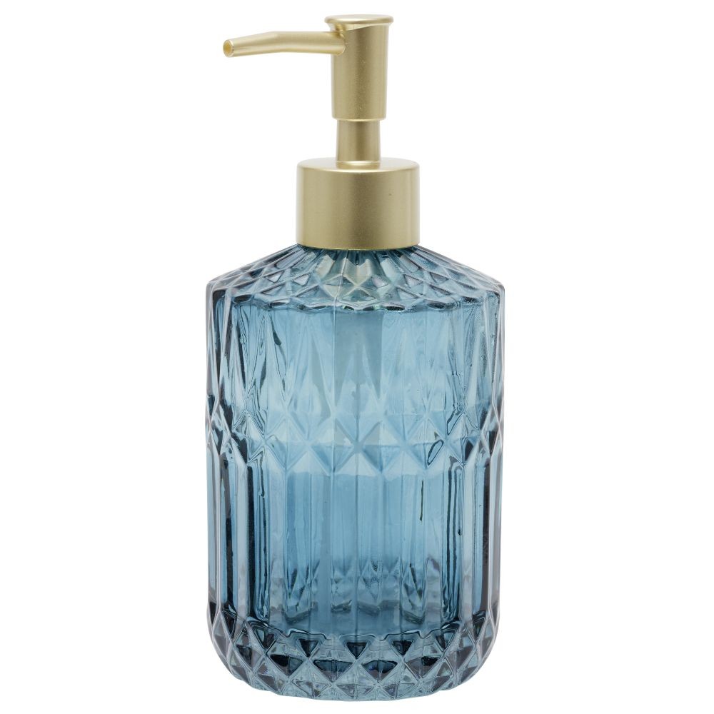 distributeur de savon en verre effet cristallin bleu Ø8xh17,5cm (GiFi-605300X)