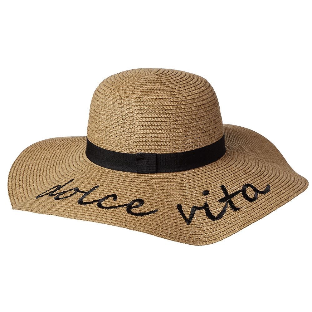 chapeau de paille capeline dolce vita ruban noir 58cm (GiFi-605507X)
