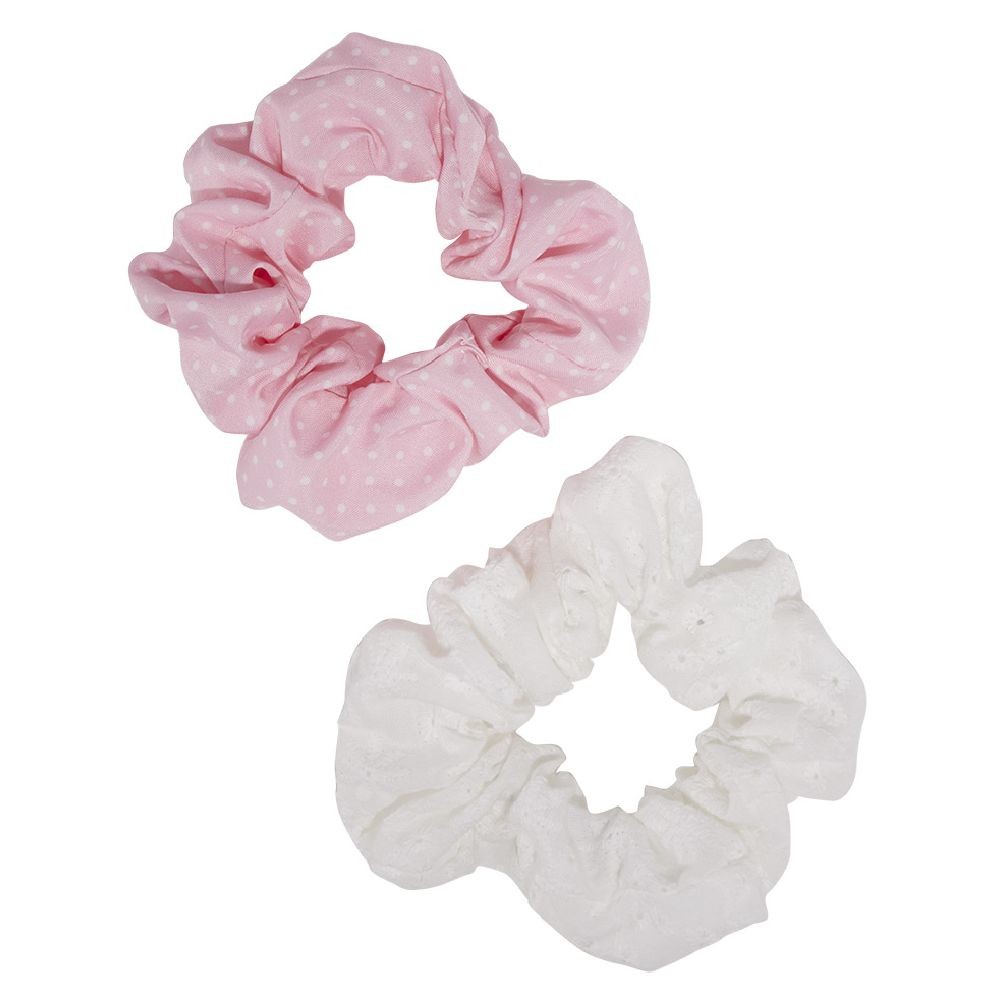 chouchou motif pois rose et blanc Ø10cm x2 (GiFi-605722X)