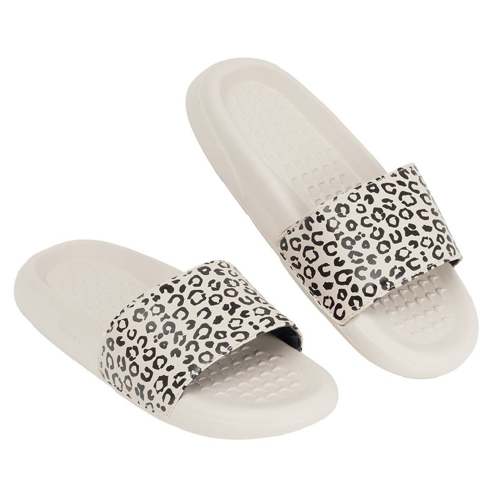 sandales claquettes plastique beige bride imprimé léopard 36/37 (GiFi-605985X)