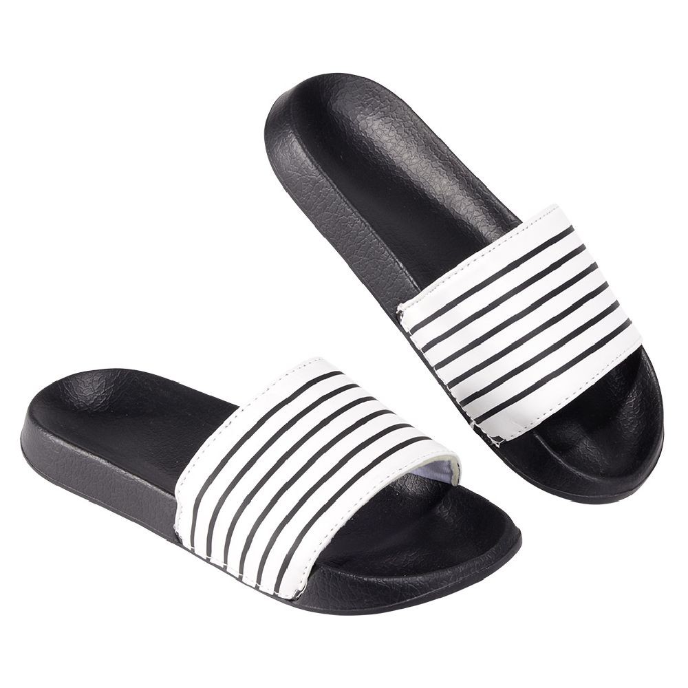 sandales claquettes plastique noir rayé blanc 40/41 (GiFi-605995X)