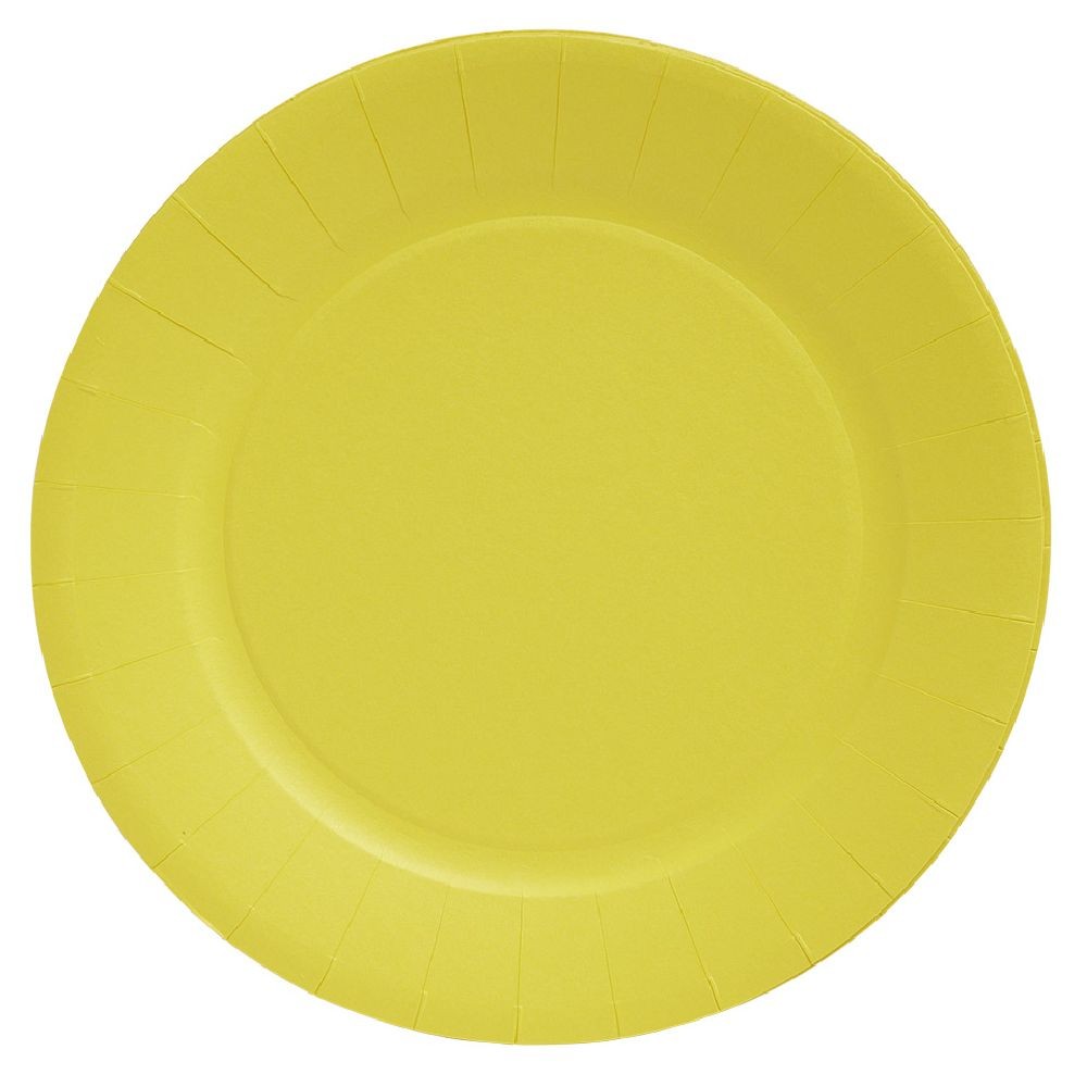 lot de 10 assiettes plates rondes carton jaune Ø23cm (GiFi-607057X)