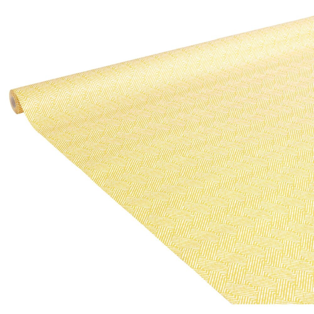 nappe en papier motif géométrique blanc et jaune 1,20x6m (GiFi-607073X)