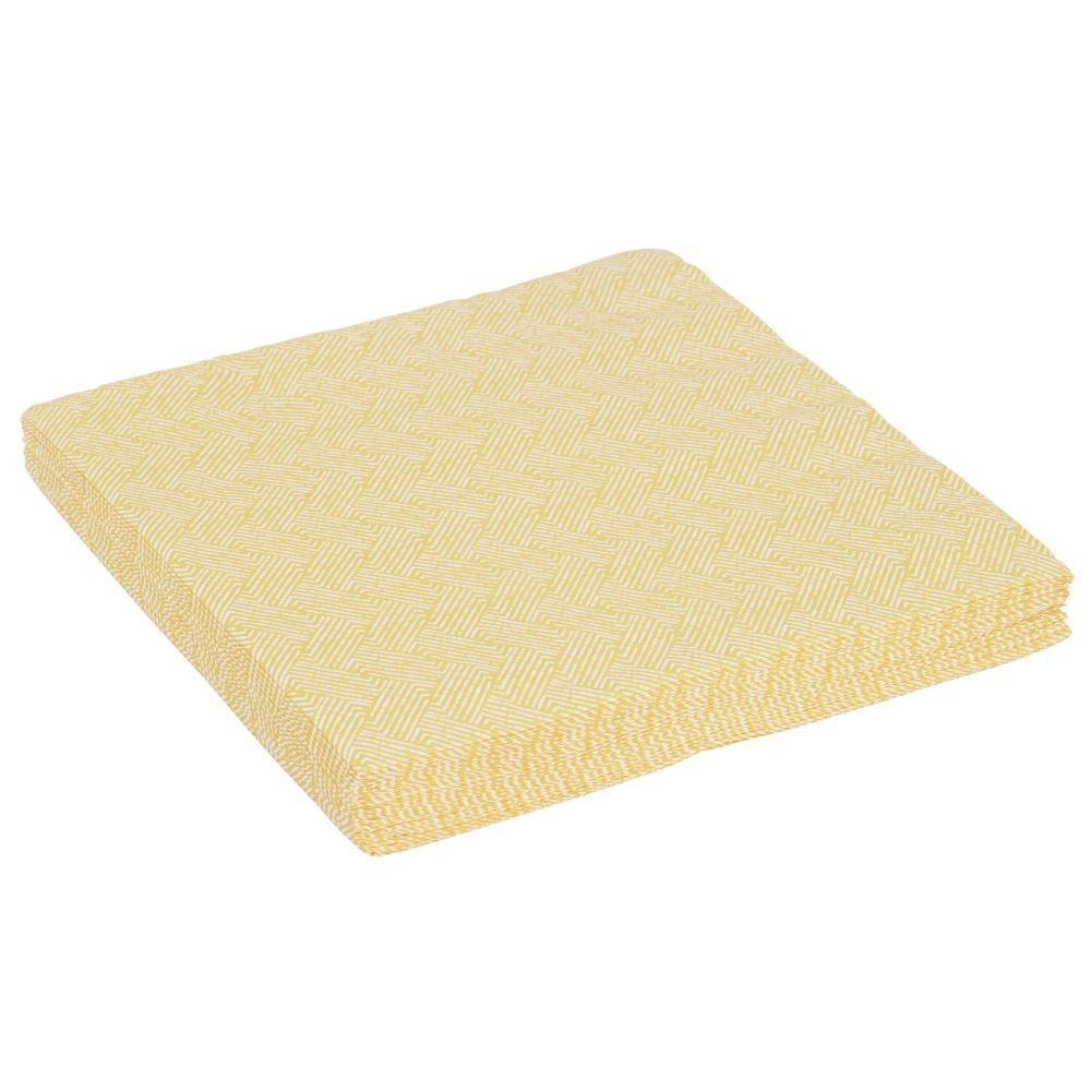 serviette papier motif géométrique blanc et jaune 40x40cm 3 plis x20 (GiFi-607077X)