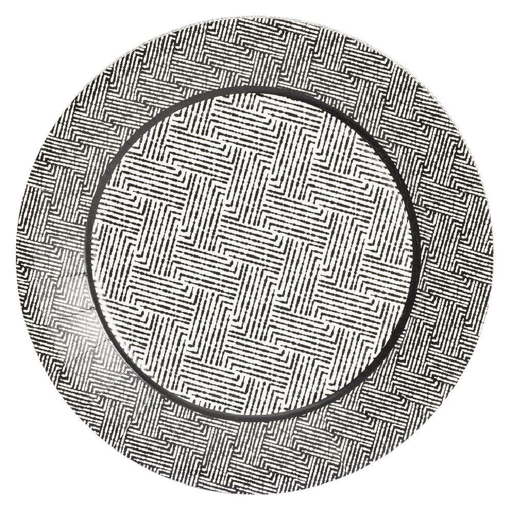 lot de 10 assiettes plates rondes carton motif géométrique blanc et noir Ø23cm (GiFi-607096X)