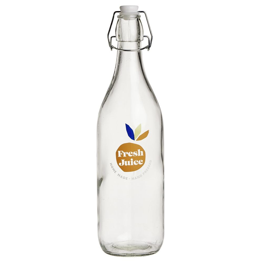 bouteille verre transparent fresh juice bouchon mécanique 1l h30cm (GiFi-607191X)