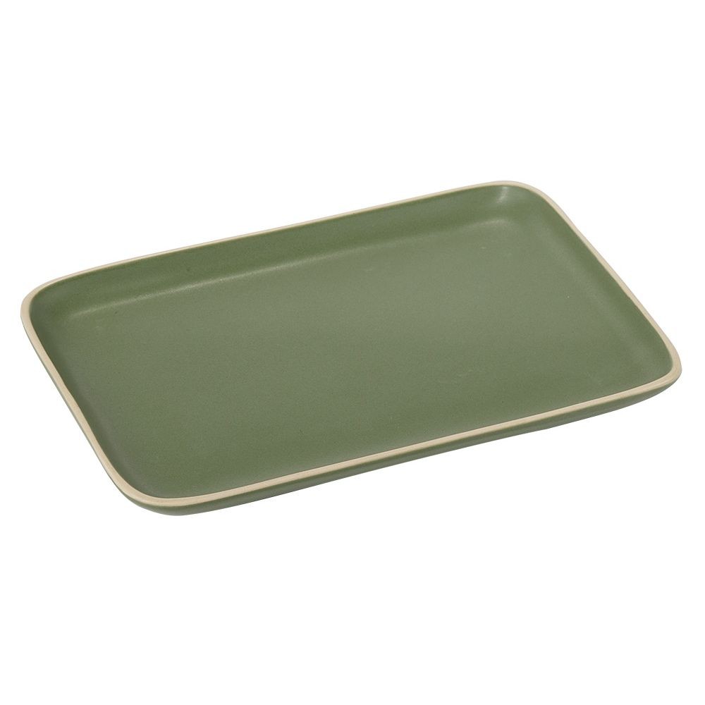 assiette rectangulaire faïence vert 28,5x19,5cm (GiFi-607250X)