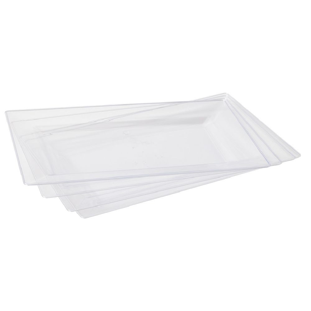 plateau rectangulaire plastique réutilisable transparent 34,5x21,5cm x5 (GiFi-607722X)