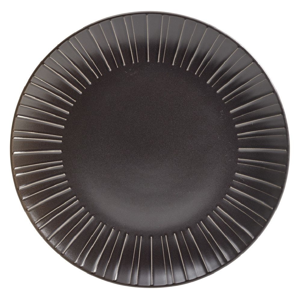 assiette plate en céramique noir Ø27cm (GiFi-609097X)