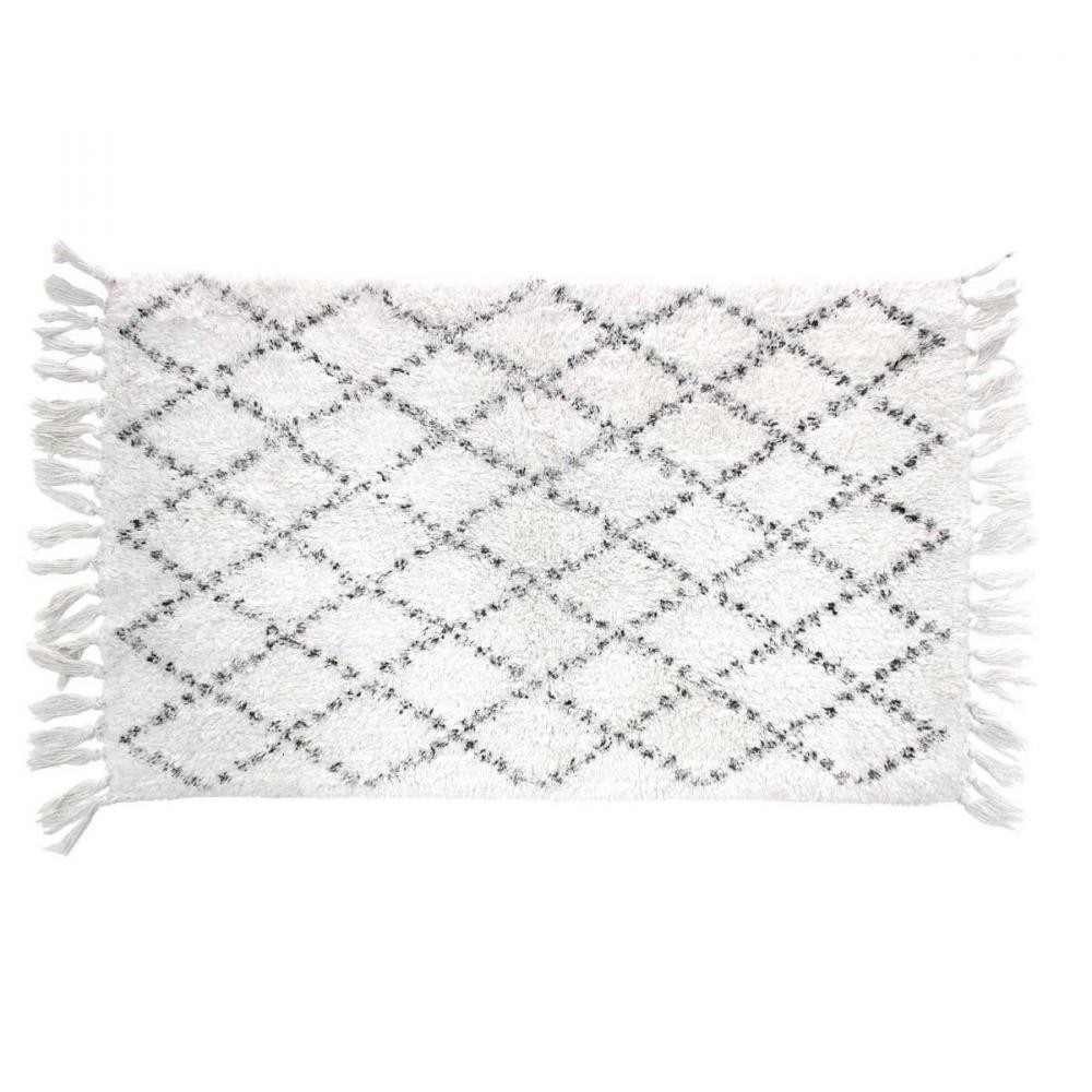 tapis de bain 50x80cm latika blanc 100%coton (GiFi-IDH-6TAPISLATIKA1801239X)