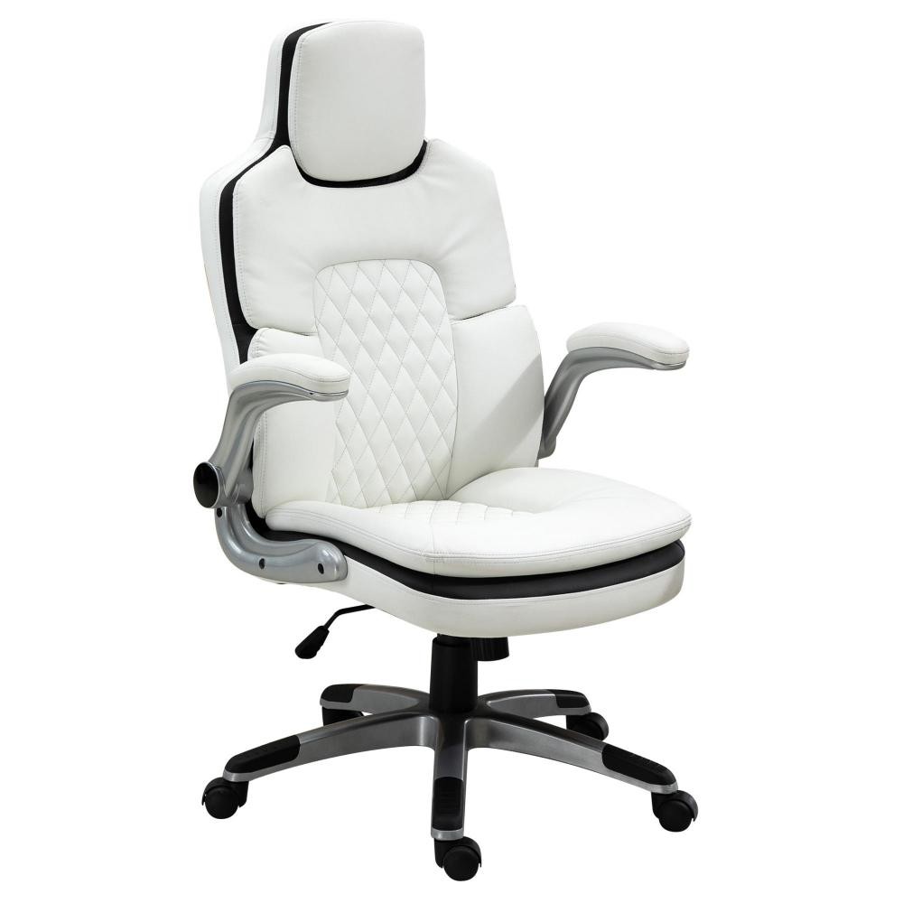 fauteuil de bureau manager gaming style baquet racing dossier assise capitonné p.u blanc noir (GiFi-AOS-921-295)