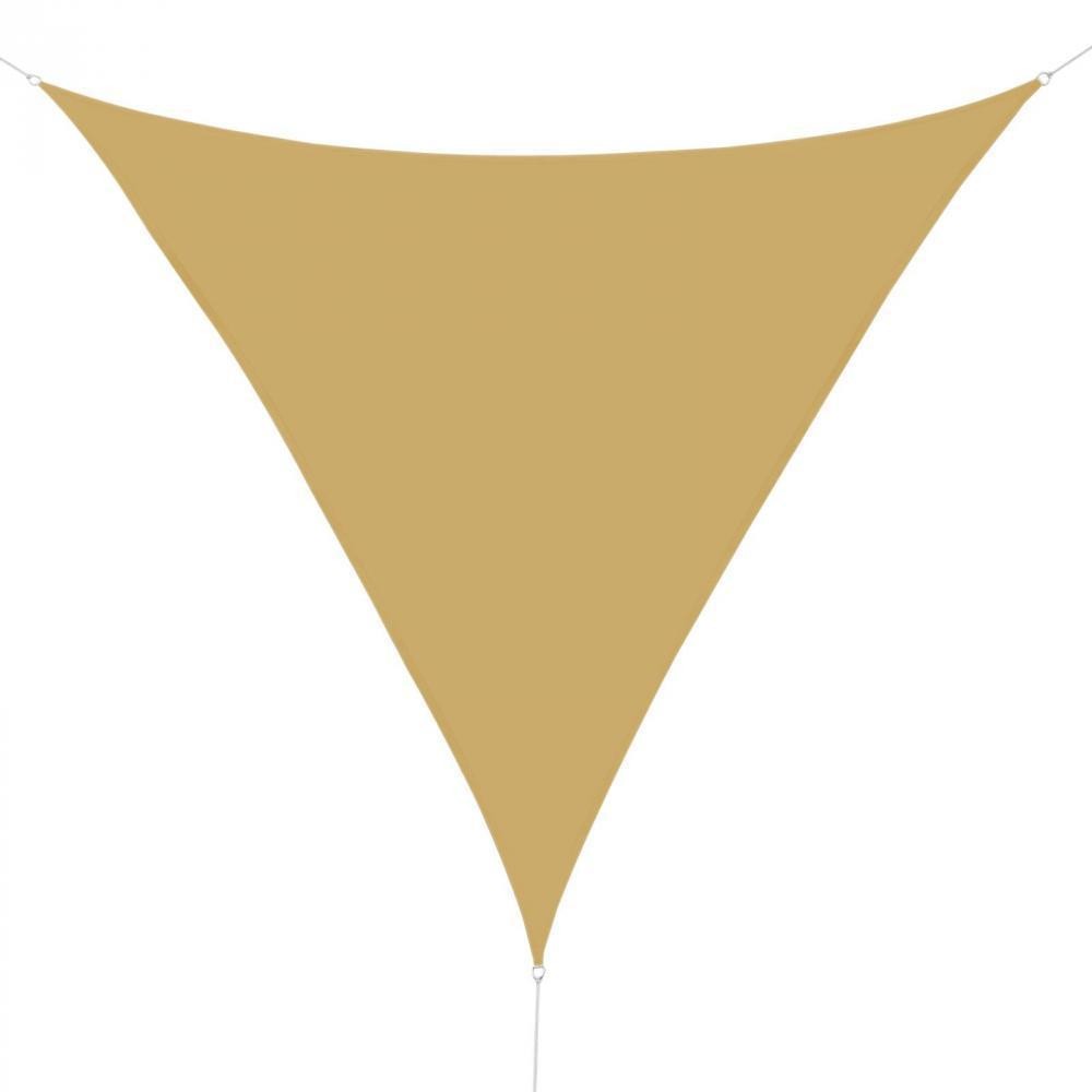 voile d'ombrage triangulaire grande taille 6 x 6 x 6 m polyéthylène haute densité résistant aux uv coloris sable (GiFi-AOS-01-0640)