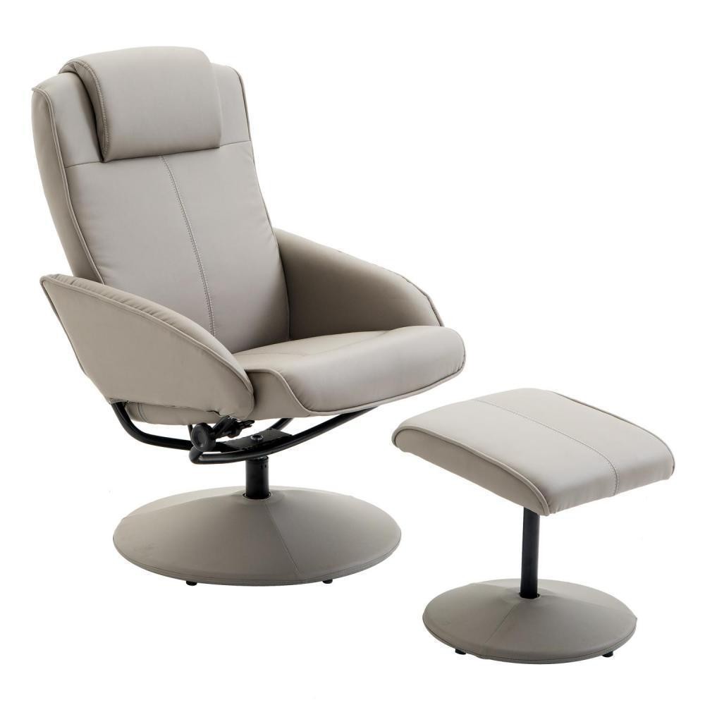 fauteuil relax inclinable style contemporain avec repose-pieds simili cuir acier gris (GiFi-AOS-833-360)