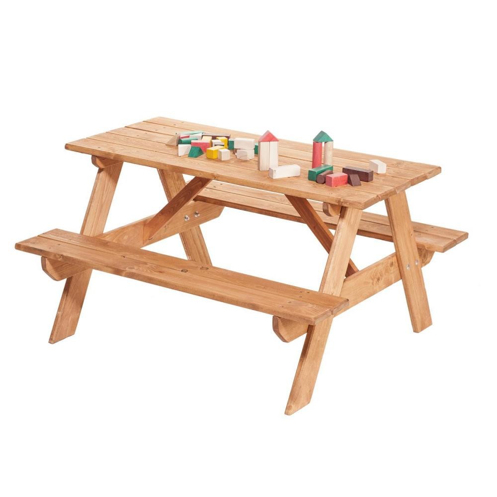 alex table de pique-nique jardin enfants en bois avec bancs (GiFi-MON-877)