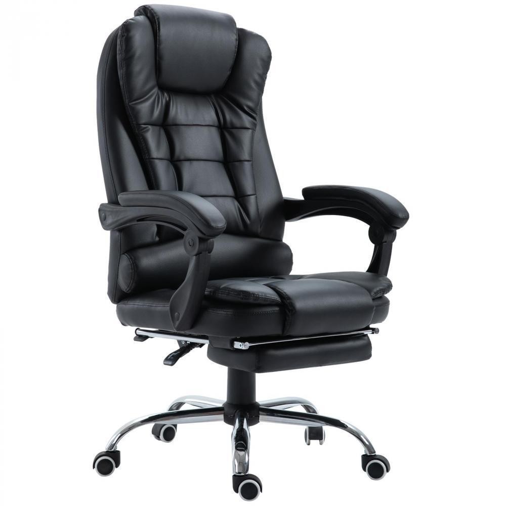 fauteuil de bureau manager grand confort repose-pied intégré dossier inclinable revêtement synthétique pu noir (GiFi-AOS-921-082BK)