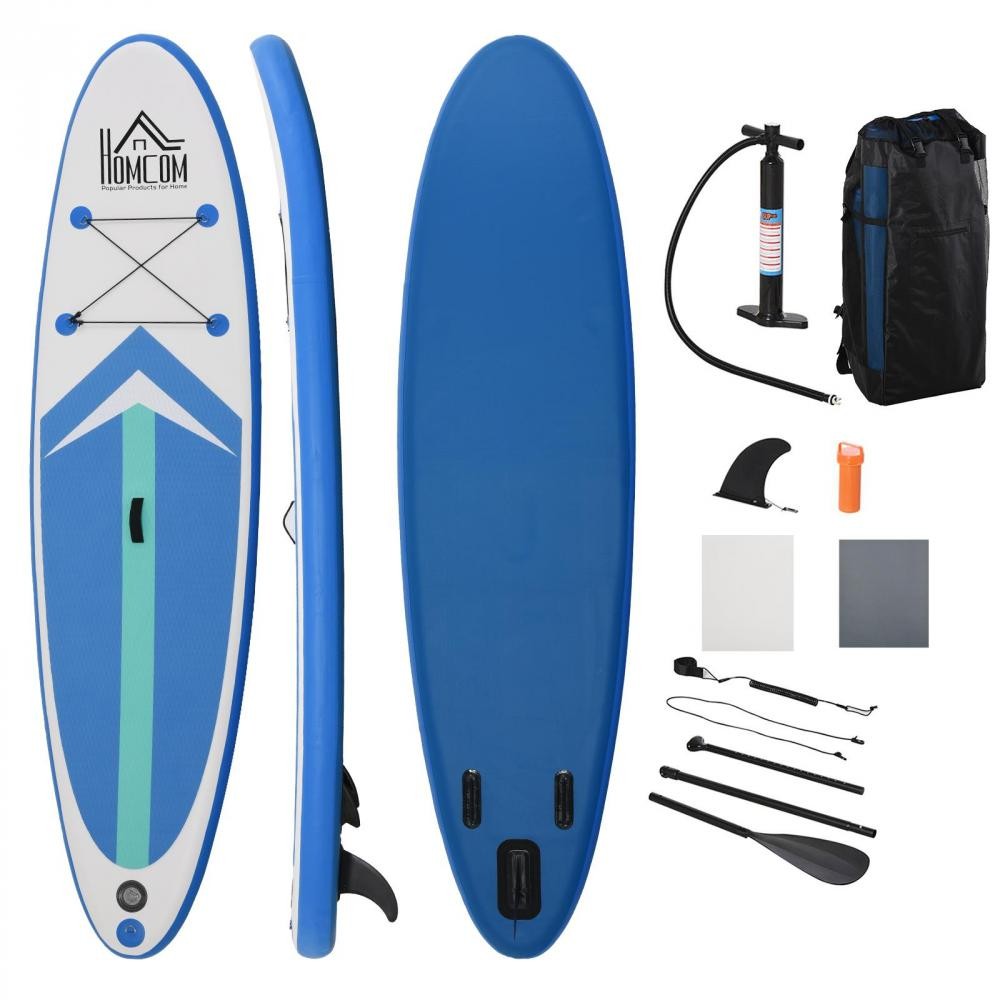 stand up paddle gonflable surf planche de paddle pour adulte dim. 320l x 80l x 15h cm nombreux accessoires fournis pvc (GiFi-AOS-A33-009BU)