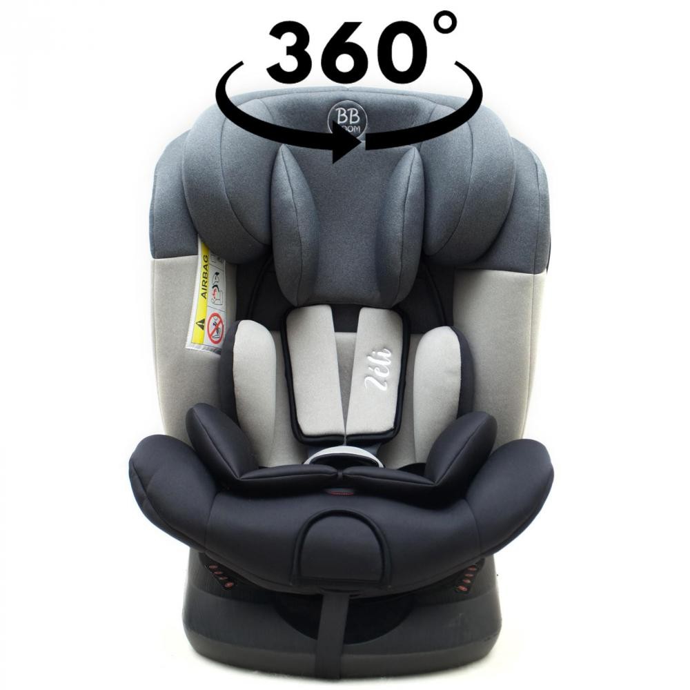 zeli siège-auto 360° isofix 0-36 kg groupe 0+/1/2/3 gris sans canopy (GiFi-MON-623_1365)