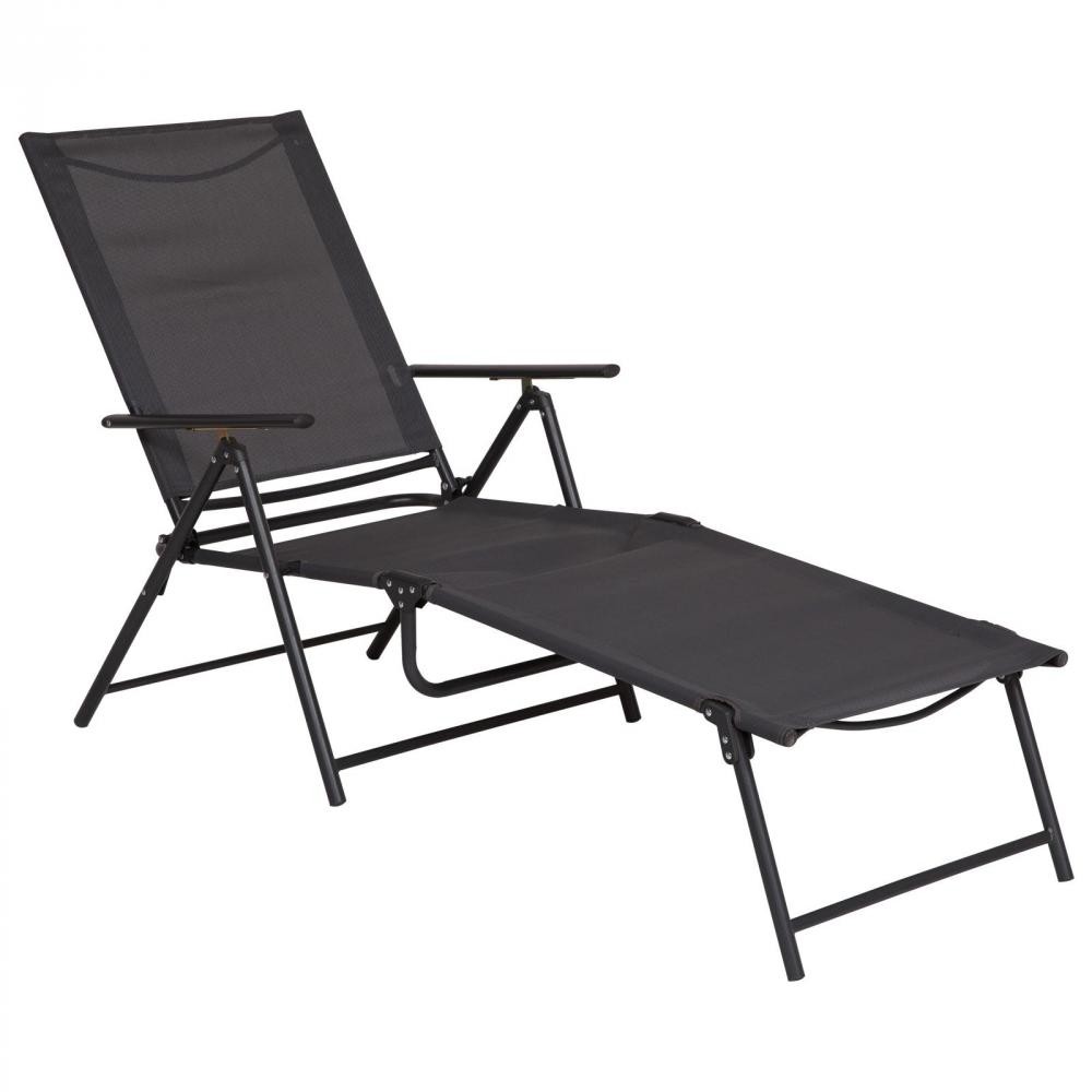 bain de soleil pliable transat inclinable 5 positions chaise longue grand confort avec accoudoirs dim. 152l x 65l x 100h cm métal époxy textilène (GiFi-AOS-84B-416)