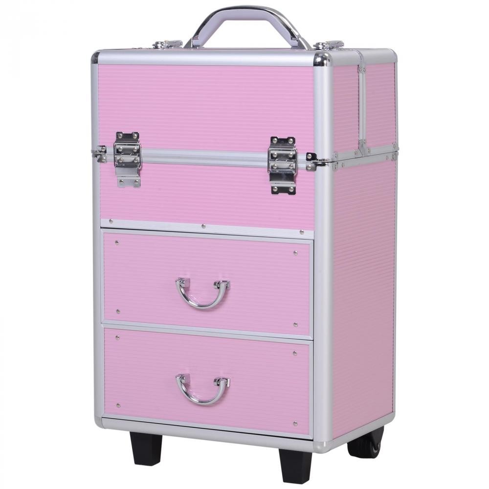 valise trolley maquillage malette cosmétique vanity poignée télescopique réglable 36l x 23l x 58h cm alu (GiFi-AOS-501-009)