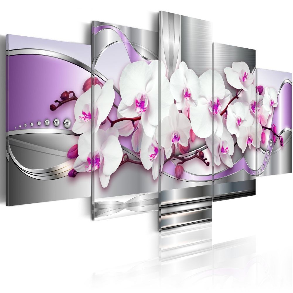 tableau 5 panneaux orchidée blanc et rose (GiFi-804914X)