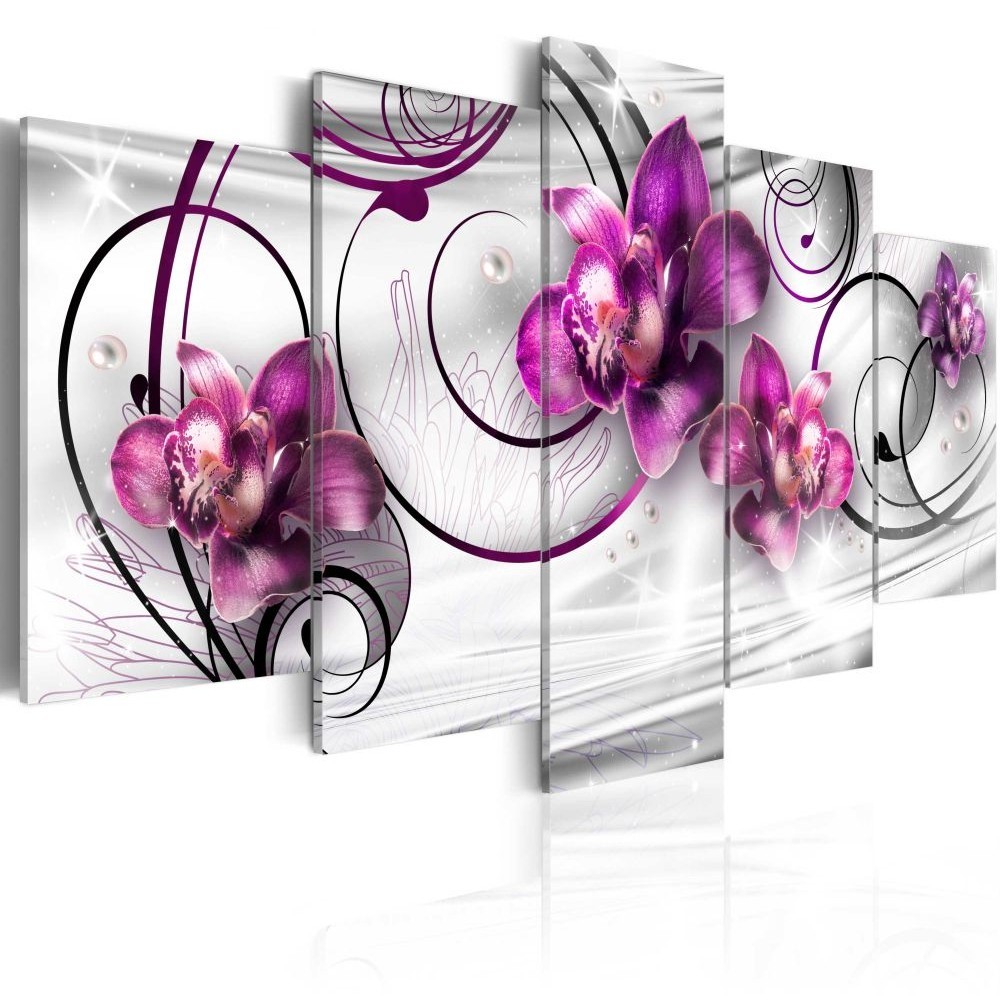 tableau 5 panneaux orchidée rose fuchsia (GiFi-804946X)