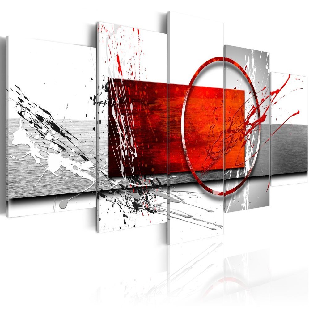 tableau 5 panneaux abstrait rouge et blanc (GiFi-804956X)