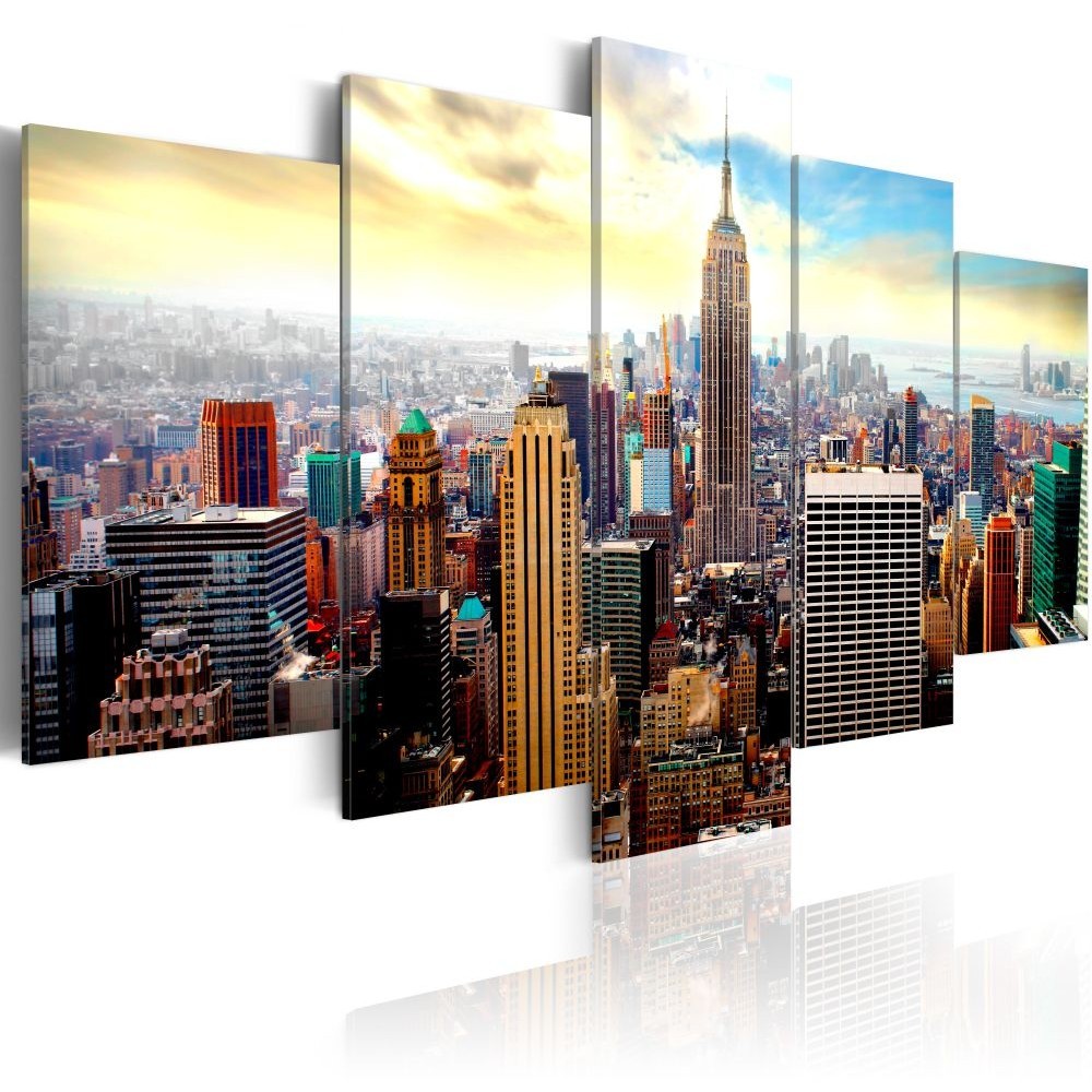 tableau 5 panneaux new york couleurs (GiFi-804961X)