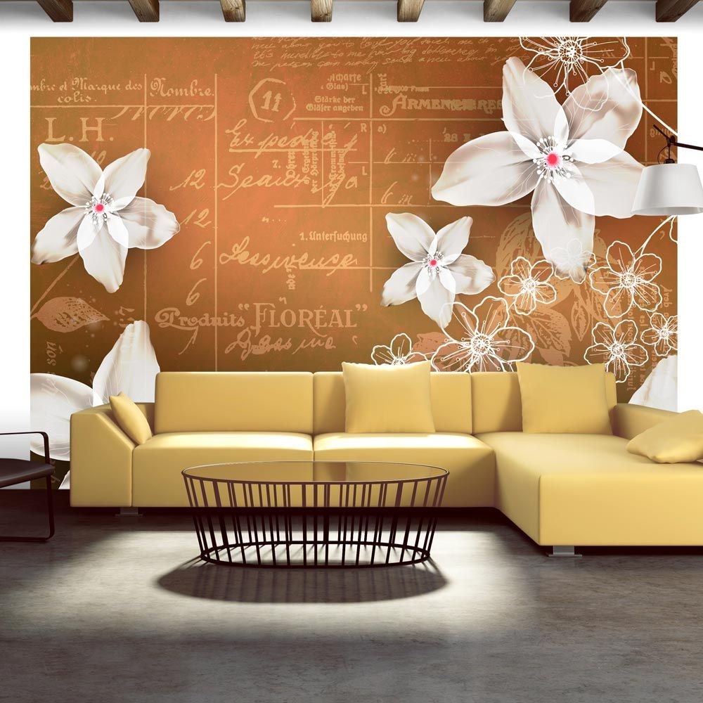 papier peint fleur marron blanc (GiFi-805086X)