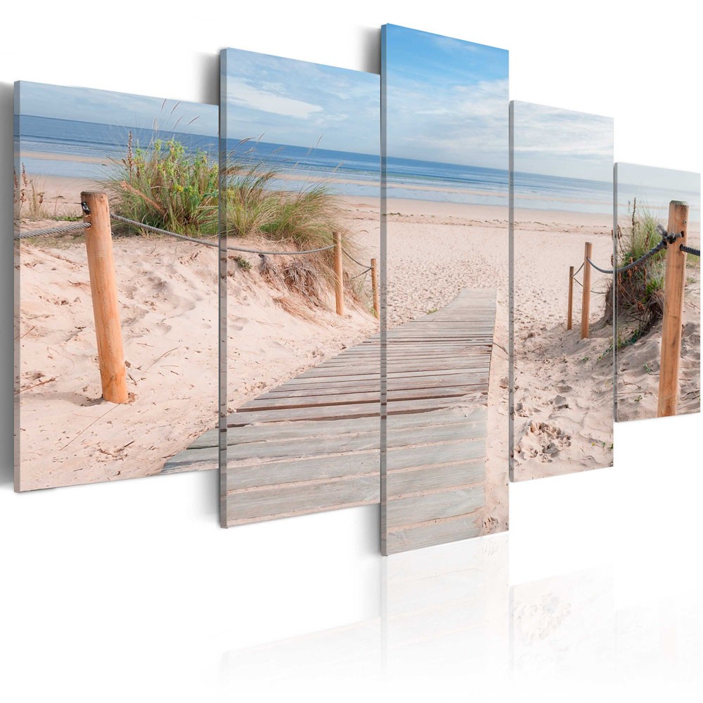 tableau 5 panneaux matinée sur la plage (GiFi-809981X)