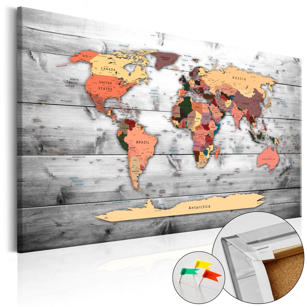 tableau en liège carte du monde destinations (GiFi-810018X)
