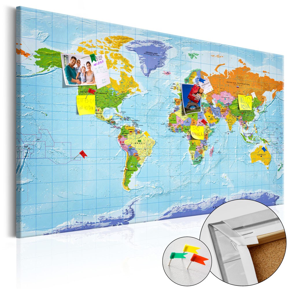 tableau en liège carte du monde drapeaux des pays (GiFi-810052X)