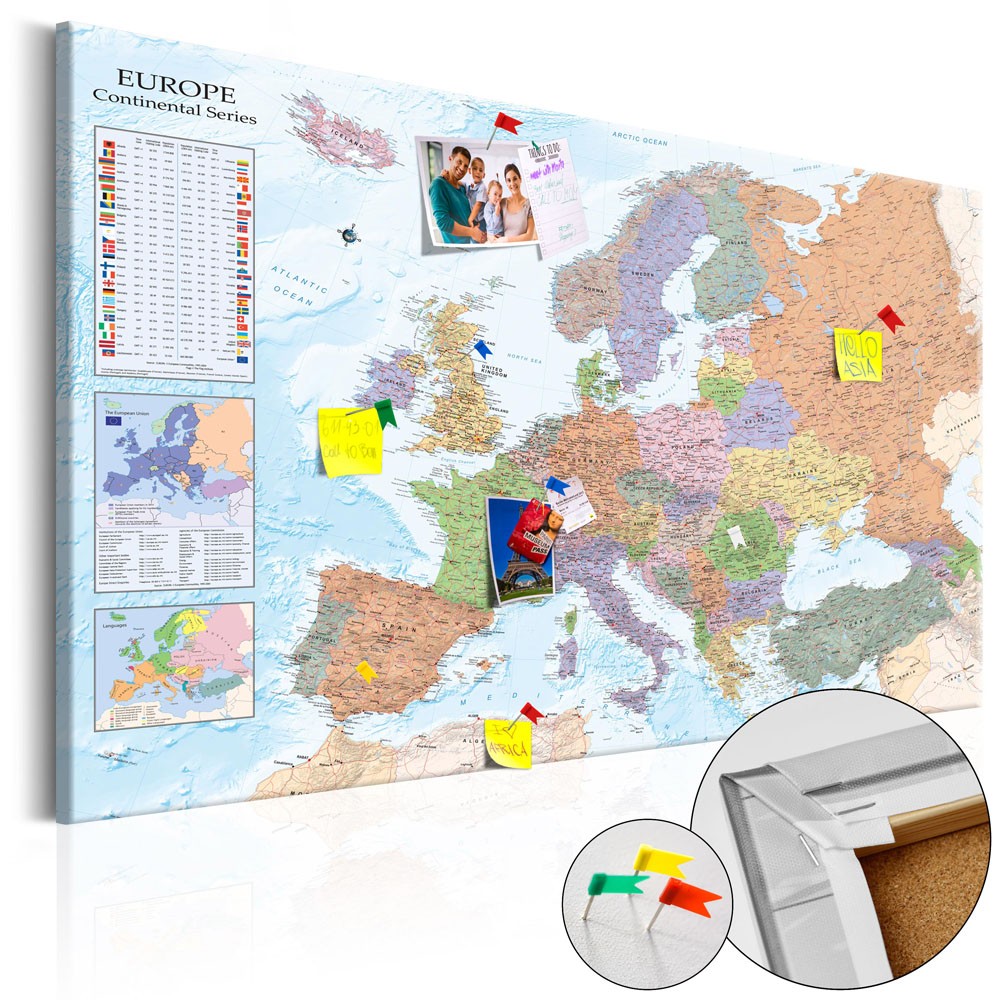 tableau en liège carte du monde europe (GiFi-810055X)