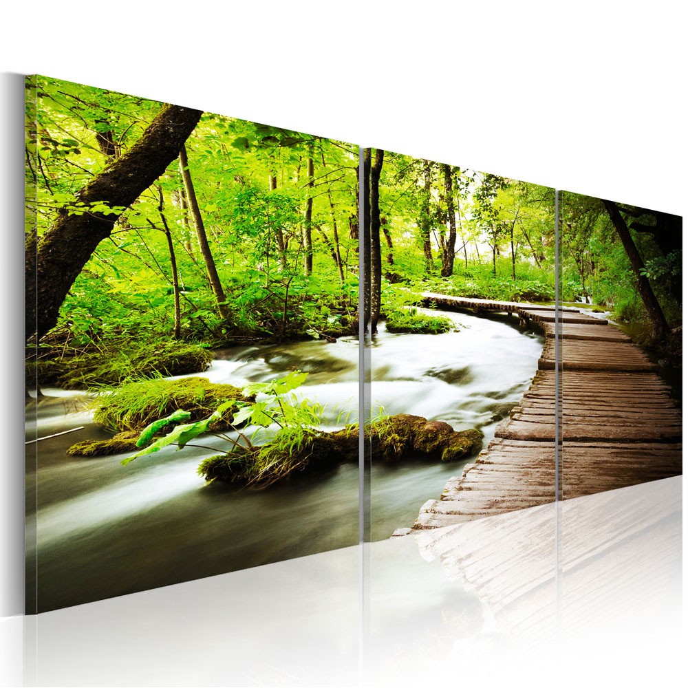 tableau imprimé 3 panneaux ruisseau forestier (GiFi-810911X)
