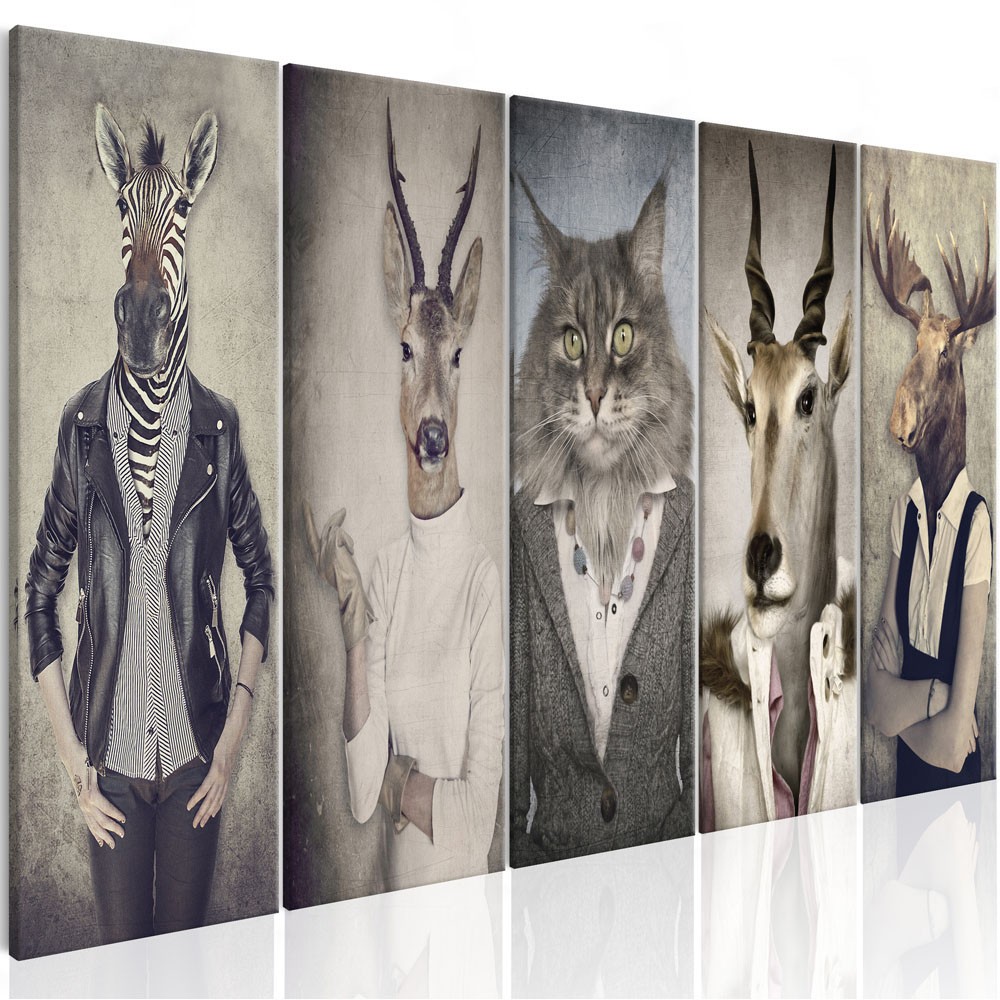 tableau imprimé 5 panneaux masques d’animaux i (GiFi-810988X)