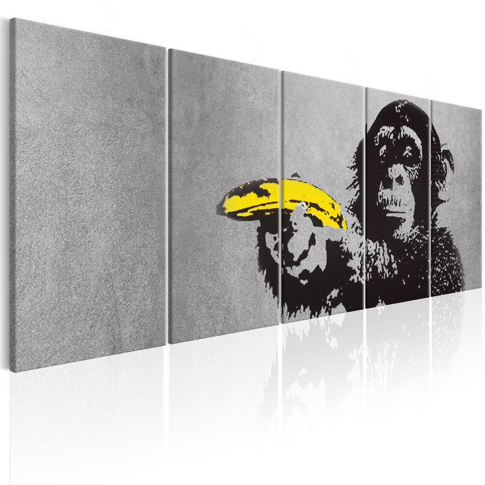 tableau imprimé 5 panneaux singe et banane (GiFi-811009X)