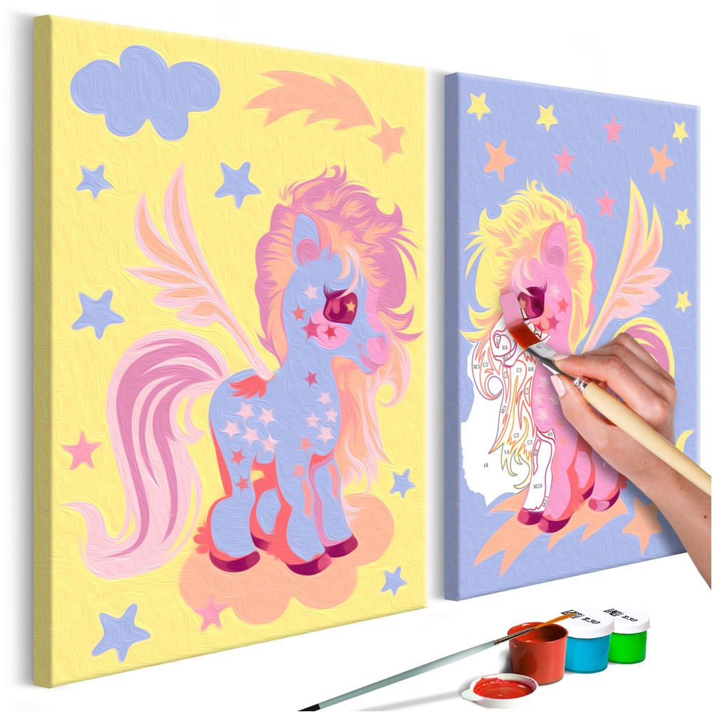 tableau à peindre par soi-même 2 panneaux licornes magiques (GiFi-811052X)