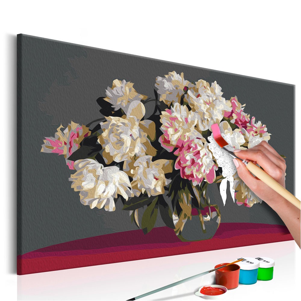 tableau à peindre par soi-même fleurs blanches dans un vase (GiFi-811059X)