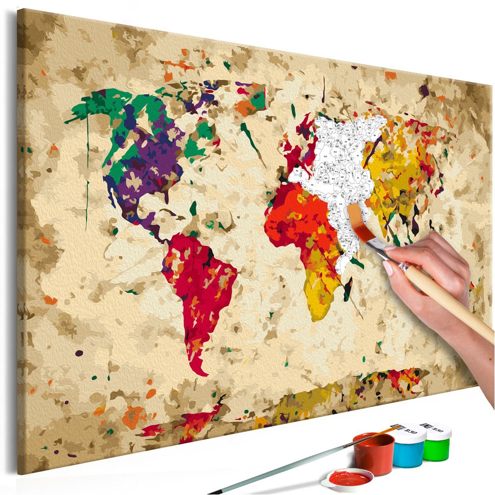 tableau à peindre soi-même carte du monde taches colorées (GiFi-811111X)