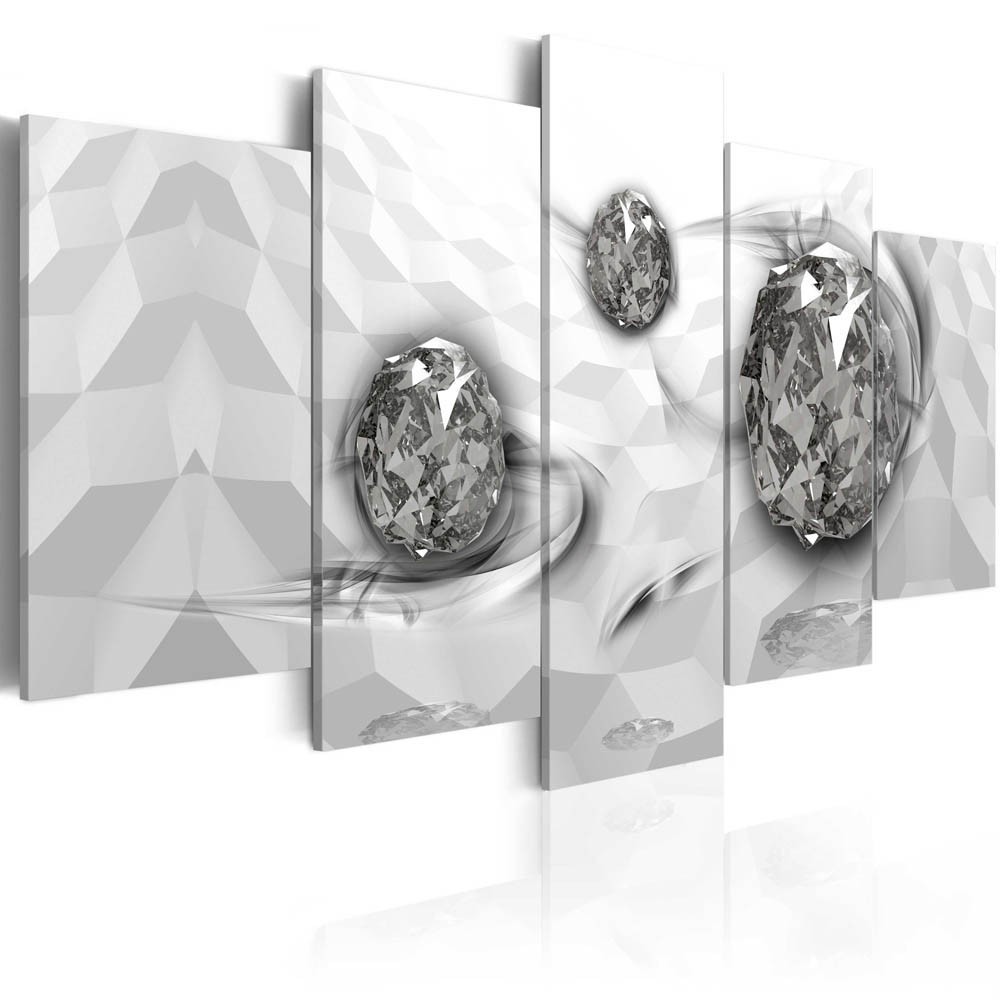 tableau 5 panneaux diamants gris immersed silver (GiFi-814263X)