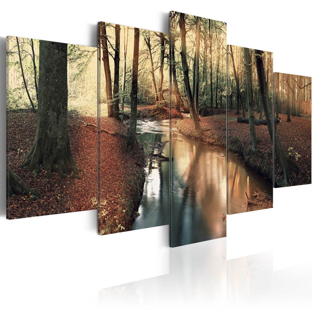 tableau 5 panneaux forêt automnale brown autumn forest (GiFi-814283X)