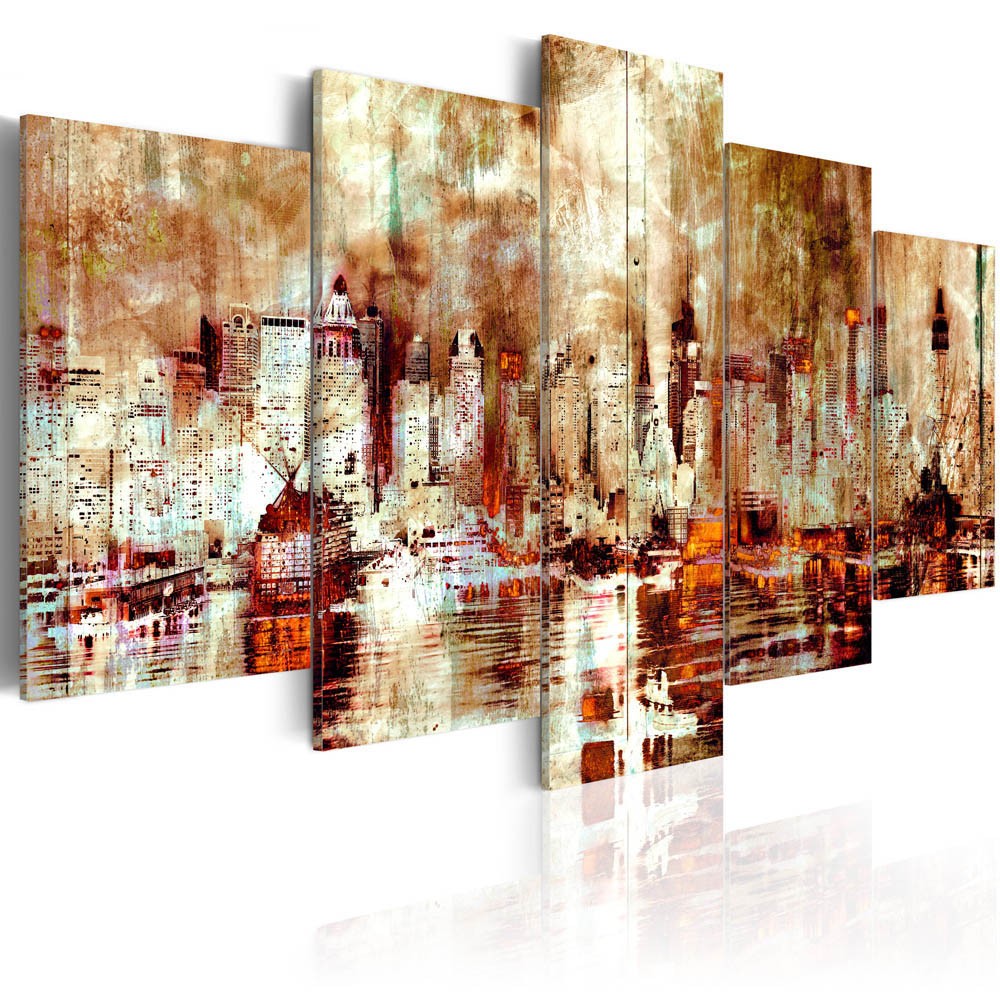 tableau 5 panneaux gratte-ciel viellis villes des ombres (GiFi-814291X)