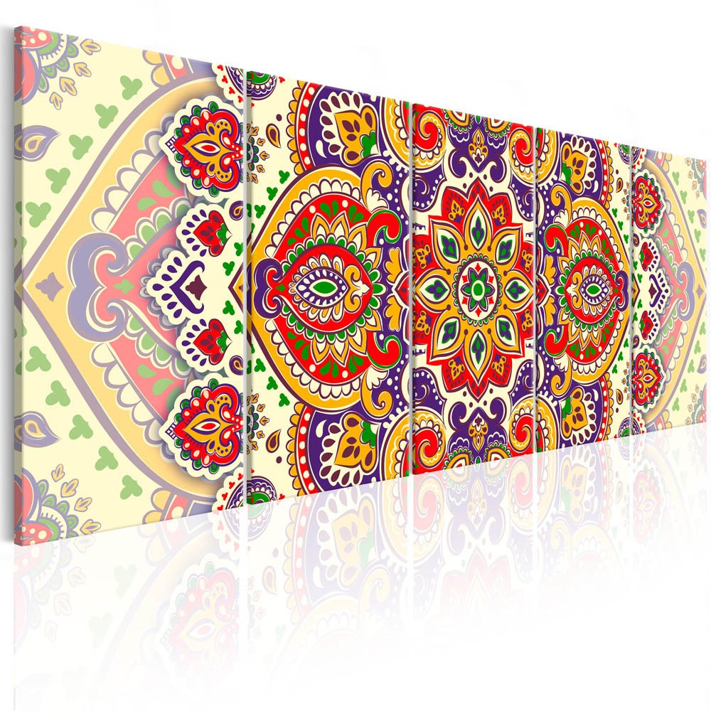 tableau 5 panneaux imprimé décoration orientale multicolore (GiFi-815632X)