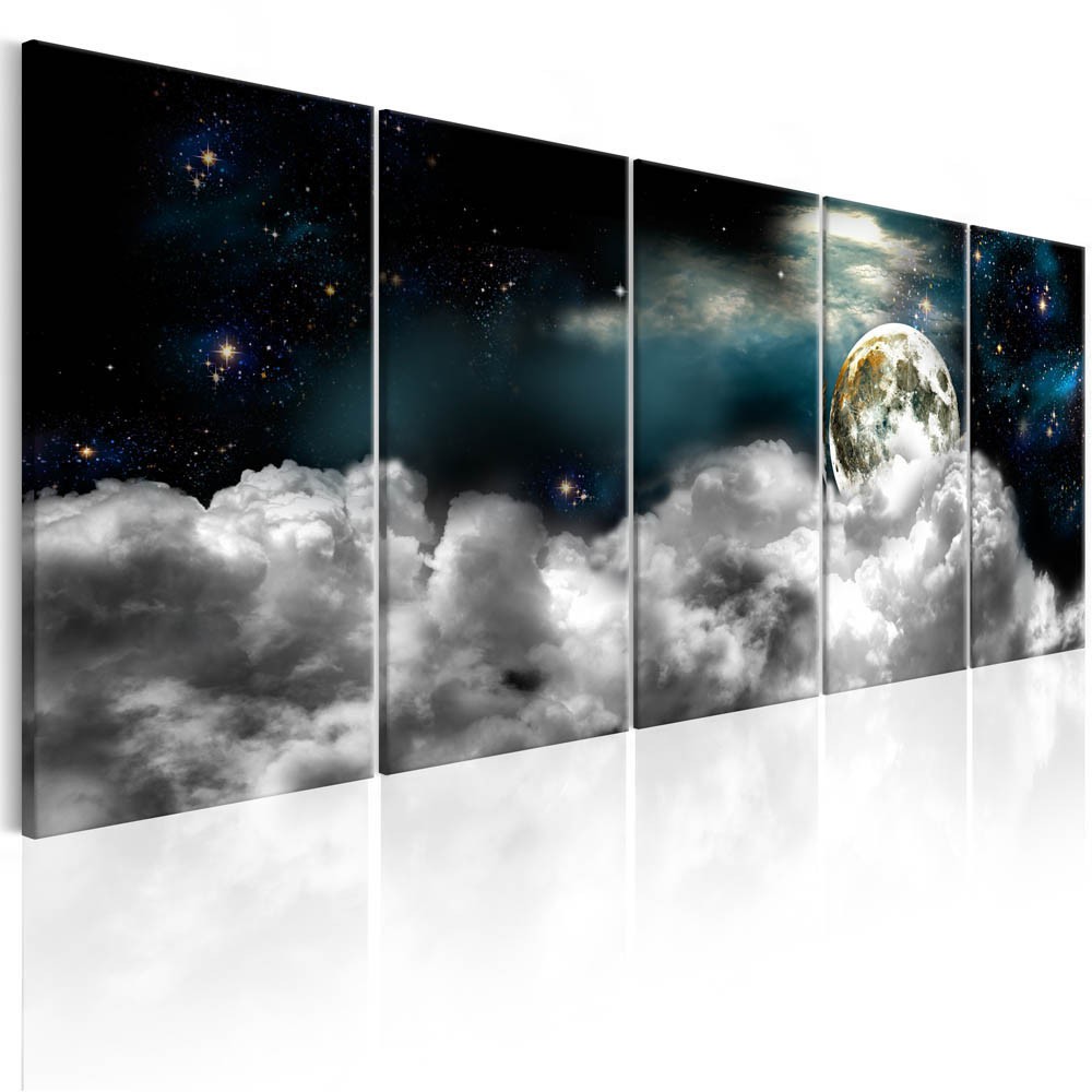 tableau 5 panneaux imprimé la lune au dessus des nuages (GiFi-815653X)