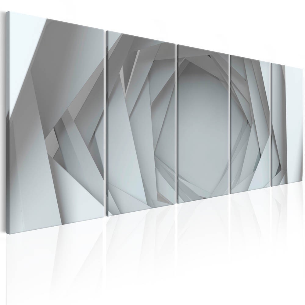 tableau 5 panneaux imprimé abstrait tunnel fermé blanc (GiFi-815660X)