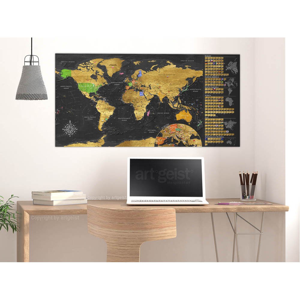 affiche carte du monde à gratter noir doré (GiFi-815760X)