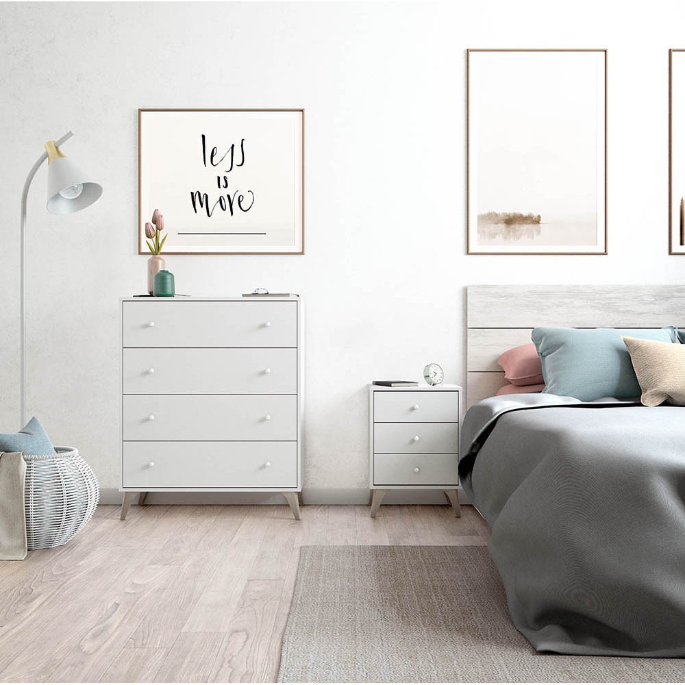 Commode scandinave 4 tiroirs blanc - Commode et meuble de rangement - Chambre - Meuble | GiFi